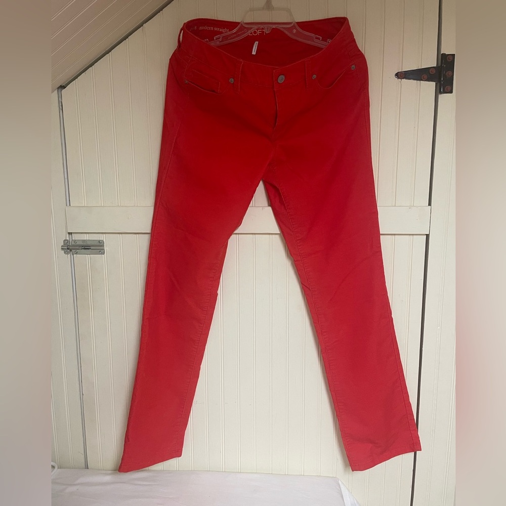 Ann Taylor Loft Modern Straight 
Jeans. Red Corduroy New without tags